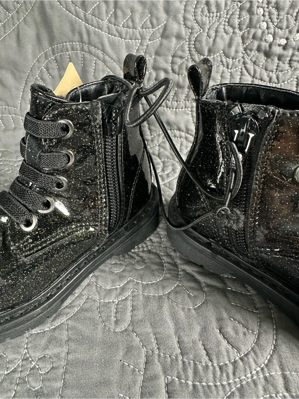 Thereabouts Toddler Girls Lil Reese Black Glittery Combat Boots NWT Size 5